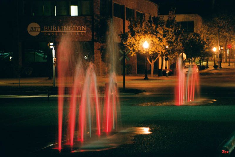 Downtown fountain at night